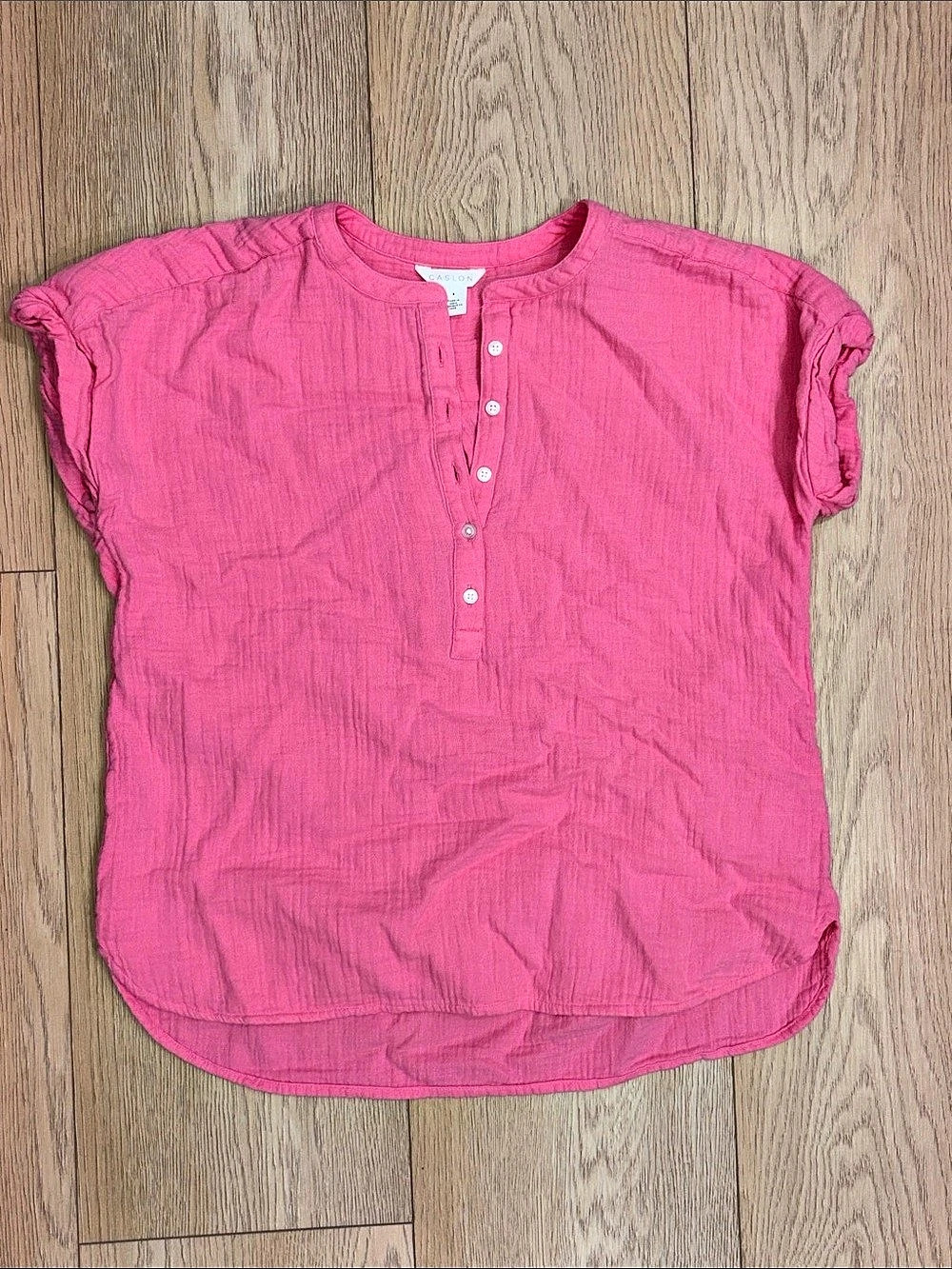 Caslon Pink Button Front Blouse Size Small